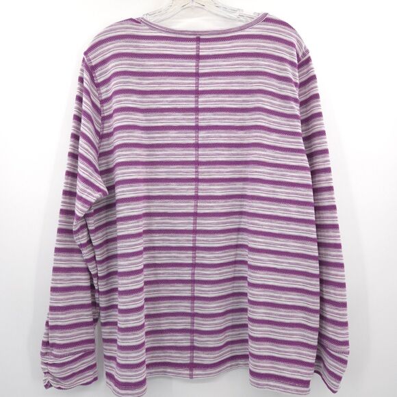 T by Talbots striped long sleeve shirt Size 2X purple textured knit scoop neck - Picture 7 of 7